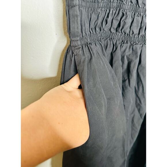 SAU LEE Black Poplin 100% Cotton Brielle Smocked Ruched Dress size US 6 - Picture 15 of 16